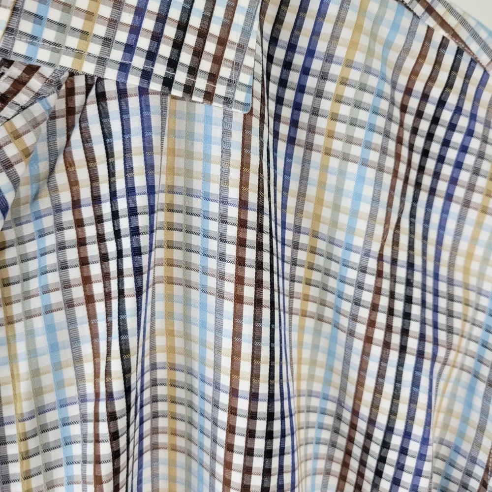 Mens Banana Republic LS Plaid Shirt 100% Cotton Blue/Brown/white/Yellow Size XL
